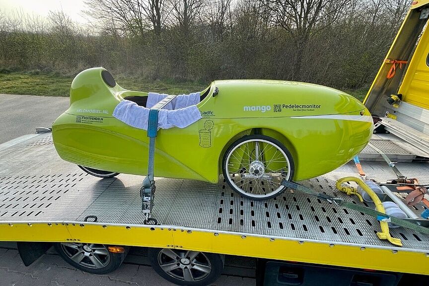 Velomobil auf Abschlepper Velomobil auf Abschlepper